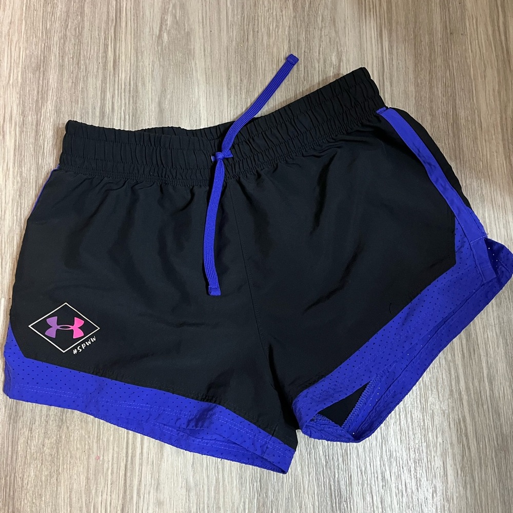 Girls Under Armour shorts black and purple
